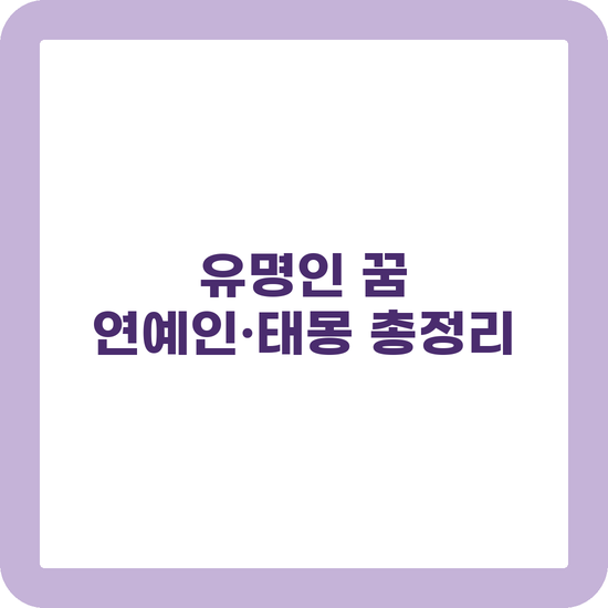 유명인 꿈 해몽 연예인 나오는 꿈 대통령 꿈 태몽 상황별 정리