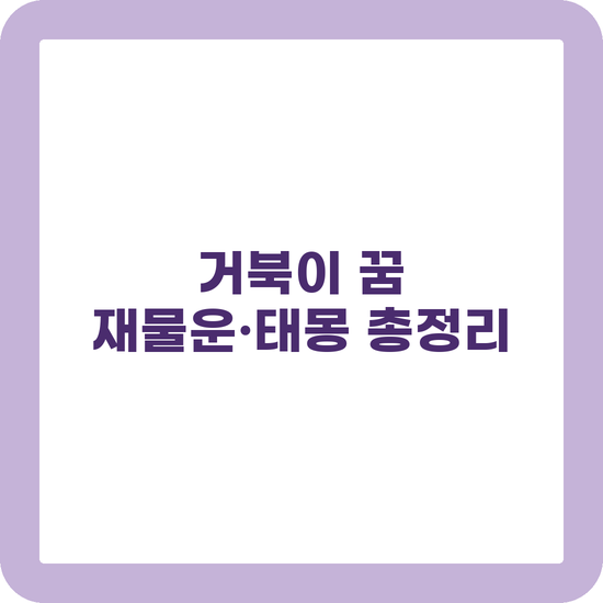 거북이 꿈 해몽 재물운 태몽 상황별 길흉 정리