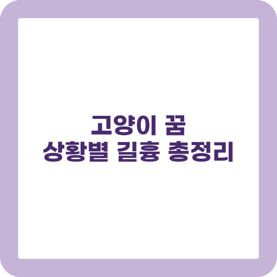 고양이 꿈 해몽 검은 고양이 새끼 고양이 상황별 길흉 정리