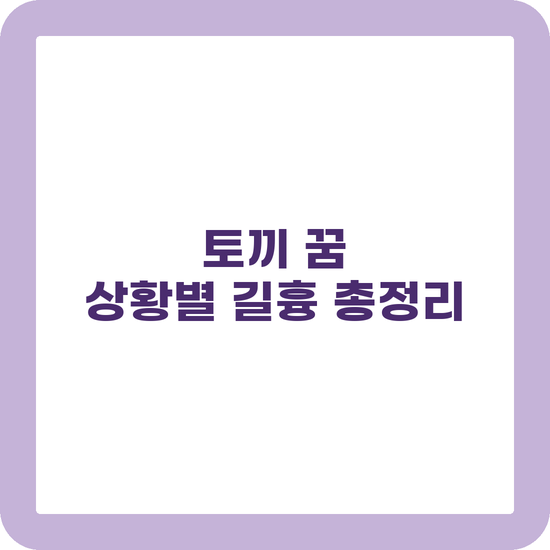 토끼 꿈 해몽 흰 토끼 토끼 태몽 상황별 길흉 정리