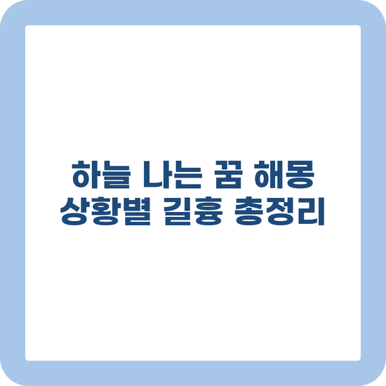 하늘 나는 꿈 해몽 자유 성공 태몽 상황별 정리